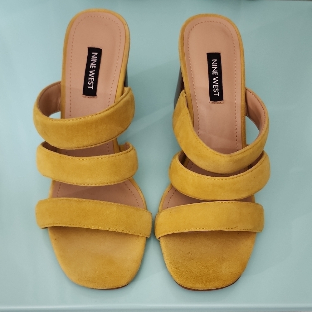 Nine West Block Heel Mules with Suede Straps
